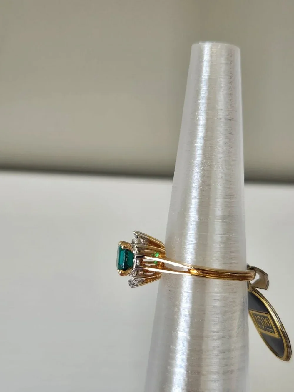 ORION Green Rhinestone Gold Tone Cocktail Ring